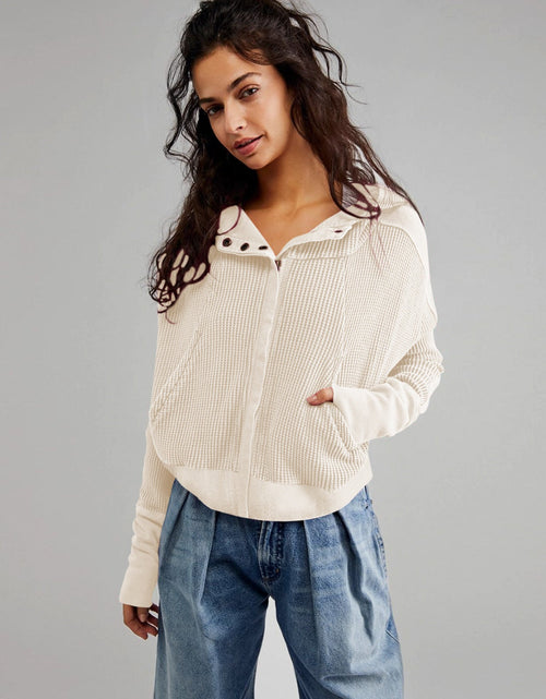 Load image into Gallery viewer, Waffle-Knit Dropped Shoulder Hooded Jacket
