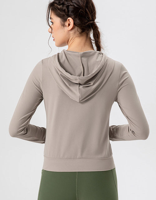 Load image into Gallery viewer, Drawstring Zip Up Hooded Active Outerwear
