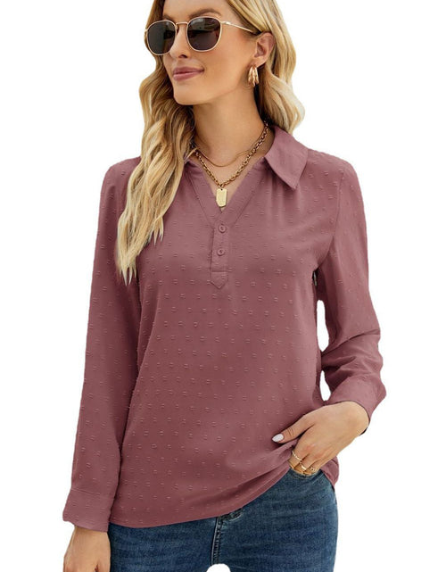 Load image into Gallery viewer, Swiss Dot Johnny Collar Blouse
