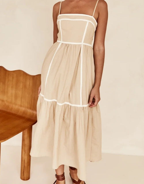 Load image into Gallery viewer, Contrast Trim Square Neck Midi Cami Dress
