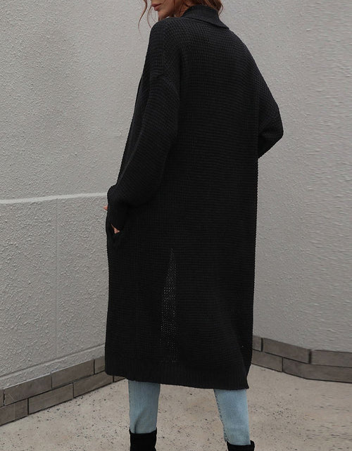 Load image into Gallery viewer, Waffle Knit Open Front Duster Cardigan With Pockets
