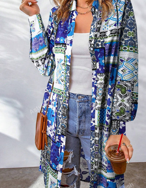 Load image into Gallery viewer, Printed Button Up Long Sleeve Cardigan
