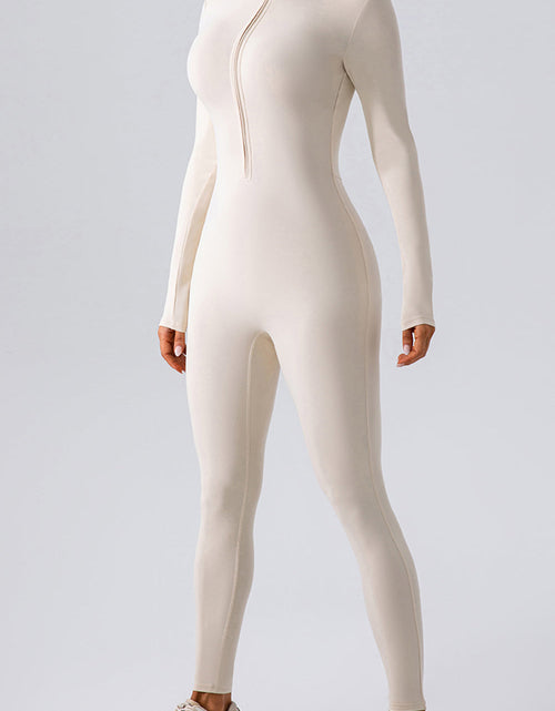 Load image into Gallery viewer, Half Zip Mock Neck Active Jumpsuit
