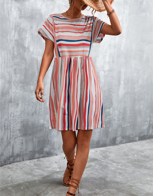 Load image into Gallery viewer, Striped Round Neck Dress
