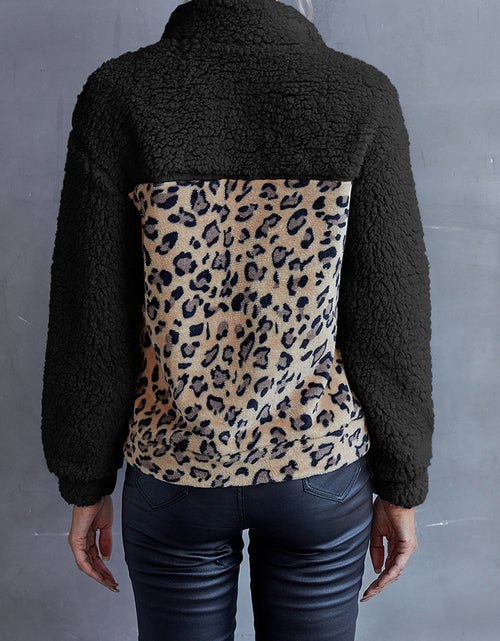 Load image into Gallery viewer, Ivy Lane Leopard Quarter-Snap Teddy Sweatshirt
