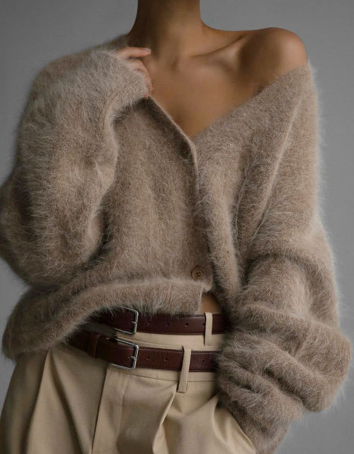 Load image into Gallery viewer, Fuzzy Button Down Long Sleeve Cardigan
