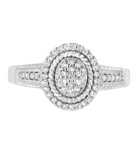 .925 Sterling Silver 1/3 Cttw Pave Set Round-Cut Diamond Braided Halo Cocktail Ring (I-J Color, I2-I3 Clarity) by Infinite Jewels
