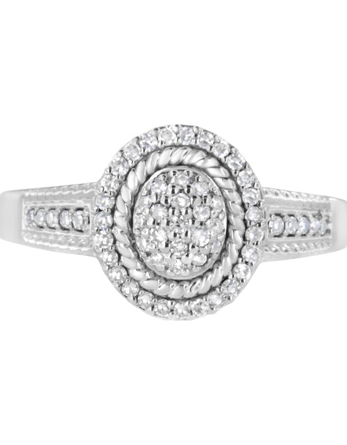 Load image into Gallery viewer, .925 Sterling Silver 1/3 Cttw Pave Set Round-Cut Diamond Braided Halo Cocktail Ring (I-J Color, I2-I3 Clarity) by Infinite Jewels
