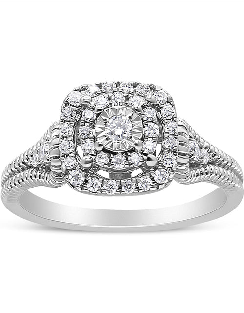 Load image into Gallery viewer, .925 Sterling Silver 1/3 Cttw Miracle Set Round-Cut Diamond Cocktail Ring (H-I Color, I1-I2 Clarity) by Haus of Brilliance
