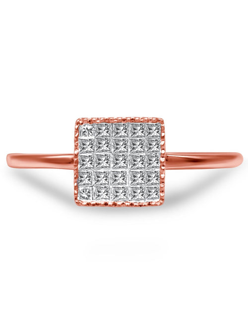 Load image into Gallery viewer, 10K Rose Gold 1/3 Cttw Invisible Set Princess Cut Diamond Composite Square Shape Ring for Women (H-I color, I1-I2 clarity) by Haus of Brilliance
