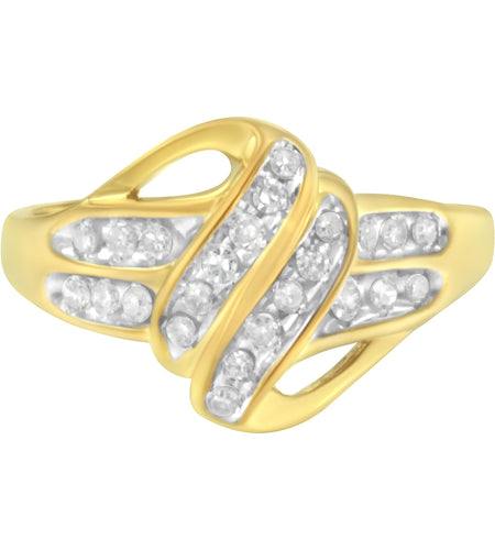 10K Yellow Gold Plated .925 Sterling Silver 1.0 Cttw Diamond Flower Cluster Open Halo Floral Ring (J-K Color, I2-I3 Clarity) by Haus of Brilliance
