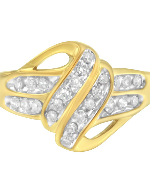 Load image into Gallery viewer, 10K Yellow Gold Plated .925 Sterling Silver 1.0 Cttw Diamond Flower Cluster Open Halo Floral Ring (J-K Color, I2-I3 Clarity) by Haus of Brilliance
