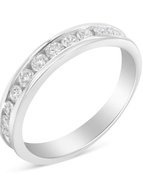 Load image into Gallery viewer, IGI Certified 1/2 Cttw Round Brilliant Cut Diamond 18K White Gold Channel Set Eternity Style Wedding Band Ring (H-I Color, I1-I2 Clarity) by Haus of Brilliance
