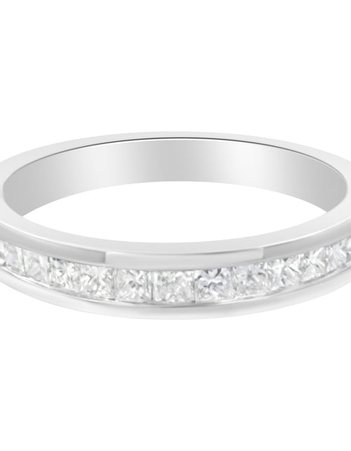 Load image into Gallery viewer, .925 Sterling Silver 1/2 Cttw Princess-Cut Diamond Channel-Set Half-Eternity Wedding or Anniversary Band Ring (H-I Color, I2 Clarity) by Infinite Jewels
