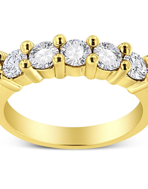Load image into Gallery viewer, 14K Yellow Gold Plated .925 Sterling Silver 1.0 Cttw Shared Prong-set Round Diamond 5 Stone Band Ring (J-K Color, I1-I2 Clarity) by Haus of Brilliance
