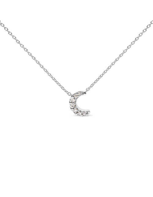 Load image into Gallery viewer, 10K White Gold Diamond Accented Crescent Moon Shaped 18" Inch Pendant Necklace (H-I Color, I1-I2 Clarity) by Haus of Brilliance

