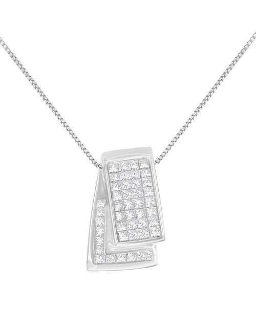 Load image into Gallery viewer, 14K Gold 1.0 Cttw Princess Cut Diamond Two Tone Foldover Box Pendant 18” Box Chain Necklace (H-I Color, SI2-I1 Clarity) by Infinite Jewels
