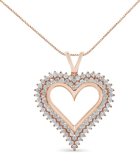 .925 Sterling Silver Diamond Heart 18" Pendant Necklace (I-J Color, I2-I3 Clarity) by Haus of Brilliance