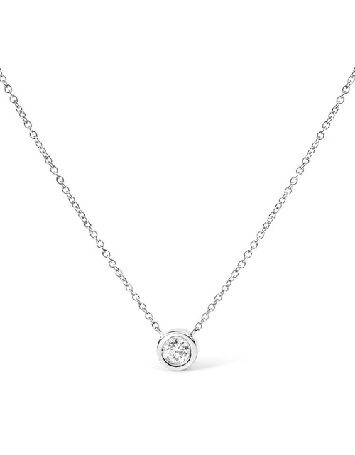 Load image into Gallery viewer, 14K Gold Lab Grown Diamond Modern Bezel-Set Solitaire 16"-18" Pendant Necklace (F-G Color, VS2-SI1 Clarity) by Haus of Brilliance
