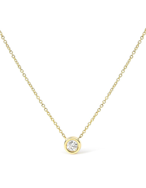 Load image into Gallery viewer, 14K Gold Lab Grown Diamond Modern Bezel-Set Solitaire 16"-18" Pendant Necklace (F-G Color, VS2-SI1 Clarity) by Haus of Brilliance
