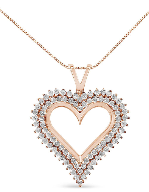 Load image into Gallery viewer, .925 Sterling Silver Diamond Heart 18" Pendant Necklace (I-J Color, I2-I3 Clarity) by Haus of Brilliance
