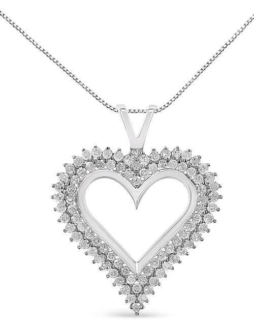 Load image into Gallery viewer, .925 Sterling Silver Diamond Heart 18" Pendant Necklace (I-J Color, I2-I3 Clarity) by Haus of Brilliance
