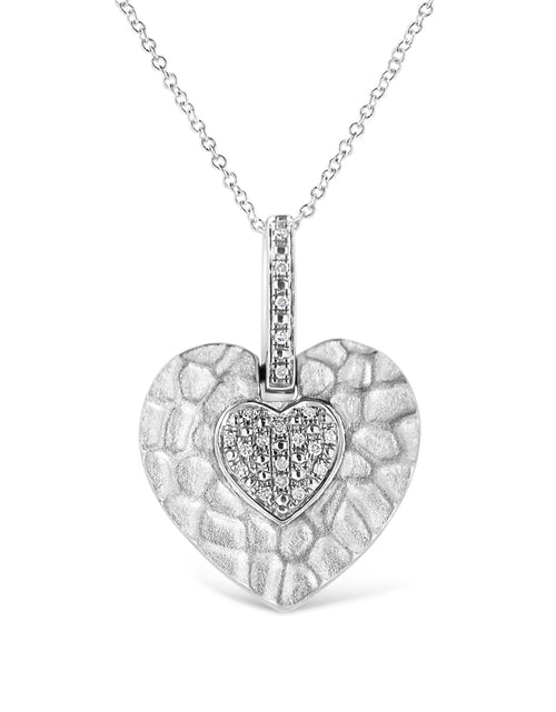 Load image into Gallery viewer, .925 Sterling Silver Pave-Set Diamond Accent Heart Shape 18" Pendant Necklace (I-J Color, I1-I2 Clarity) by Haus of Brilliance
