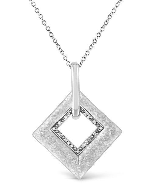 Load image into Gallery viewer, .925 Sterling Silver Pave-Set Diamond Accent Kite Shape 18" Pendant Necklace (I-J Color, I1-I2 Clarity) by Infinite Jewels
