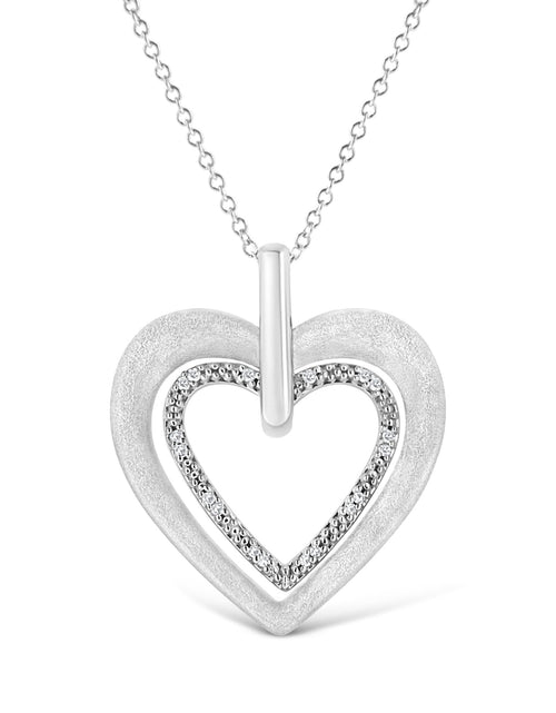 Load image into Gallery viewer, .925 Sterling Silver Prong-Set Diamond Accent Double Heart 18" Pendant Necklace (I-J Color, I1-I2 Clarity) by Haus of Brilliance
