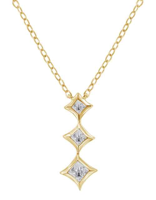 Load image into Gallery viewer, 10K Gold 1/5 Cttw Princess Cut Diamond 3 Stone Drop 18" Pendant Necklace (H-I Color, SI2-I1 Clarity) by Haus of Brilliance
