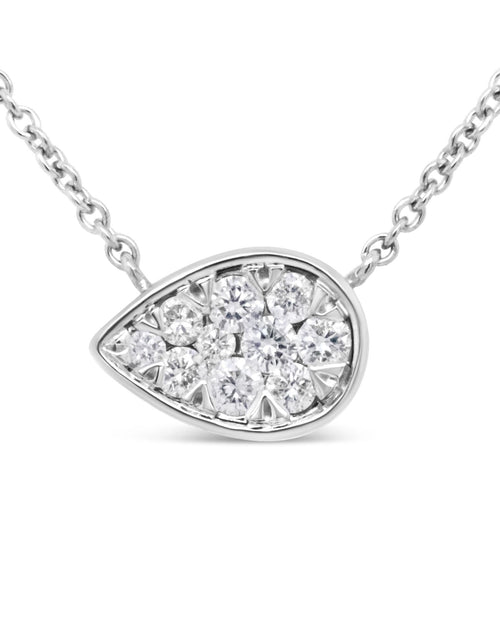 Load image into Gallery viewer, 14K White Gold 1/4 Cttw Round Diamond Composite Teardrop Shape 18" Pendant Necklace - (G-H Color, SI2-I1 Clarity) by Infinite Jewels
