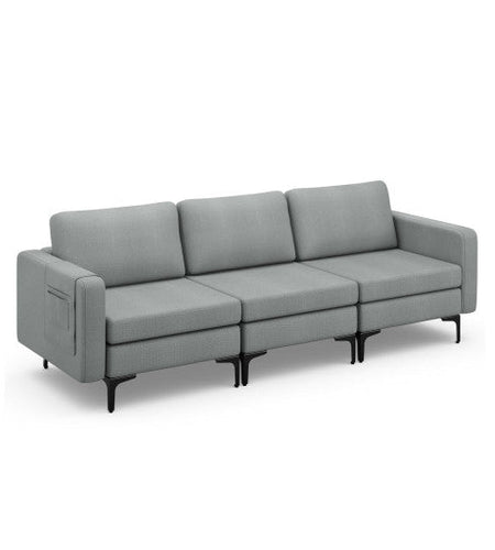 1/2/3/4-Seat Convertible Sectional Sofa with Reversible Ottoman-3-Seat