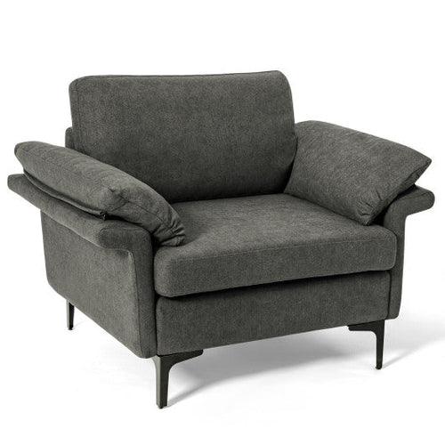 Load image into Gallery viewer, Modern Fabric Accent Armchair with Original Distributed Spring and Armrest Cushions-Gray
