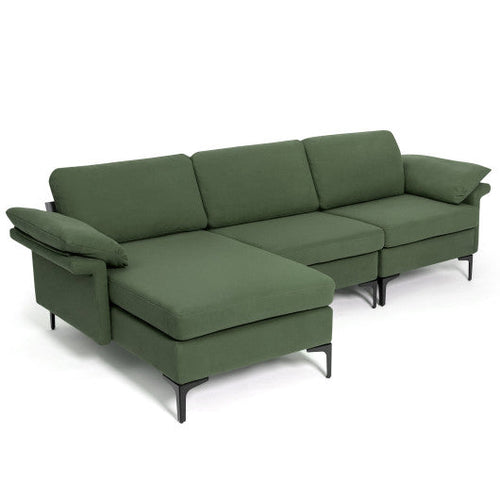 Load image into Gallery viewer, Extra Large Modular L-shaped Sectional Sofa with Reversible Chaise for 4-5 People-Army Green
