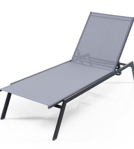 Outdoor Adjustable Chaise Lounge Chair with Lay Flat Position and Quick-Drying Fabric