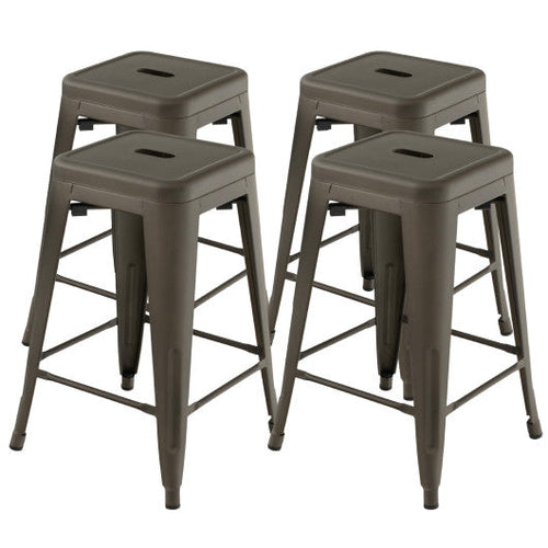 Load image into Gallery viewer, 24 Inch Set of 4 Tolix Style Counter Height Barstool Stackable Chair-Gun
