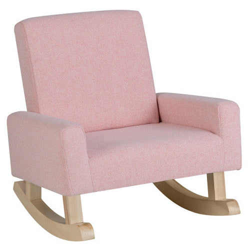 Load image into Gallery viewer, Kids Rocking Chair with Solid Wood Legs-Pink

