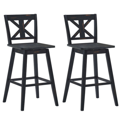 Load image into Gallery viewer, Set of 2 360-Degree Swivel Bar Stools for Home Restaurant-Black
