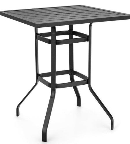 32 Inches Outdoor Steel Square Bar Table with Powder-Coated Tabletop