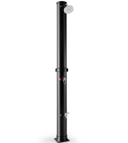 7.2 Feet Solar-Heated Outdoor Shower with Free-Rotating Shower Head-Black