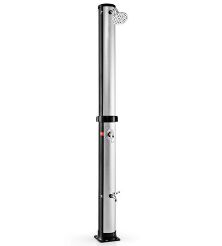 7.2 Feet Solar-Heated Outdoor Shower with Free-Rotating Shower Head-Silver