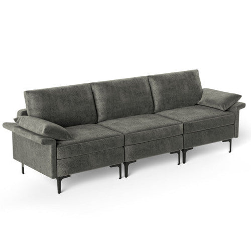 Load image into Gallery viewer, Large 3-Seat Sofa Sectional with Metal Legs for 3-4 people-Gray
