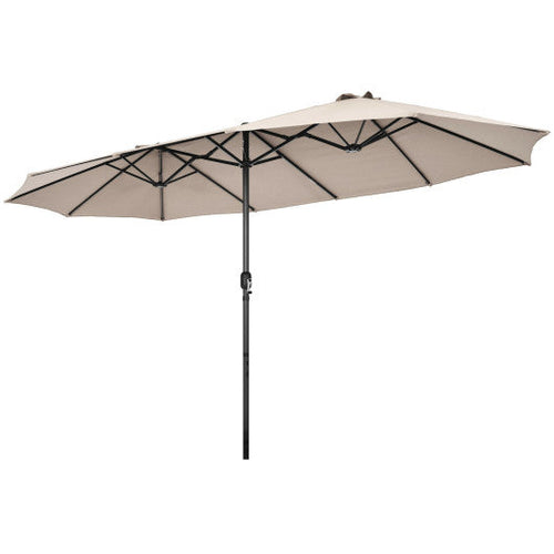Load image into Gallery viewer, 15 Feet Patio Double-Sided Umbrella with Hand-Crank System-Beige
