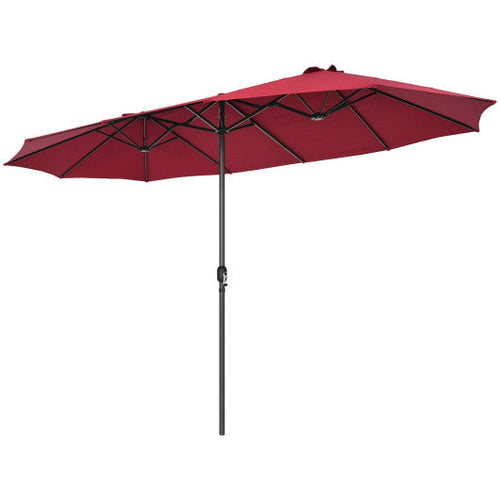 Load image into Gallery viewer, 15 Feet Patio Double-Sided Umbrella with Hand-Crank System-Dark Red
