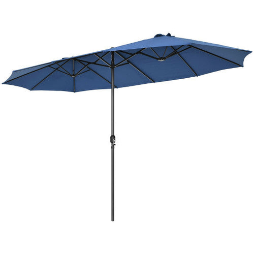 Load image into Gallery viewer, 15 Feet Patio Double-Sided Umbrella with Hand-Crank System-Navy
