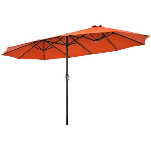 Load image into Gallery viewer, 15 Feet Patio Double-Sided Umbrella with Hand-Crank System-Orange
