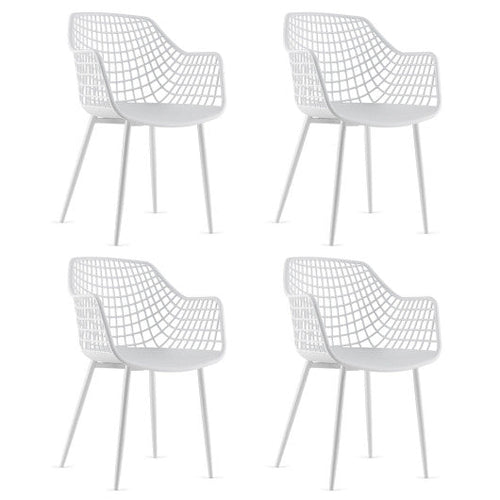 Load image into Gallery viewer, Set of 4 Heavy Duty Modern Dining Chair with Airy Hollow Backrest-White
