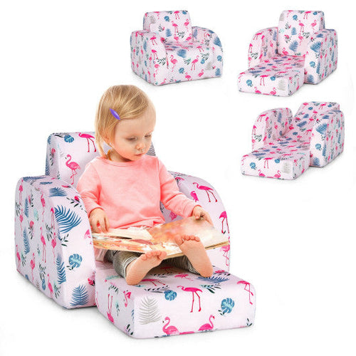 Load image into Gallery viewer, 3-in-1 Convertible Kid Sofa Bed Flip-Out Chair Lounger for Toddler-Pink
