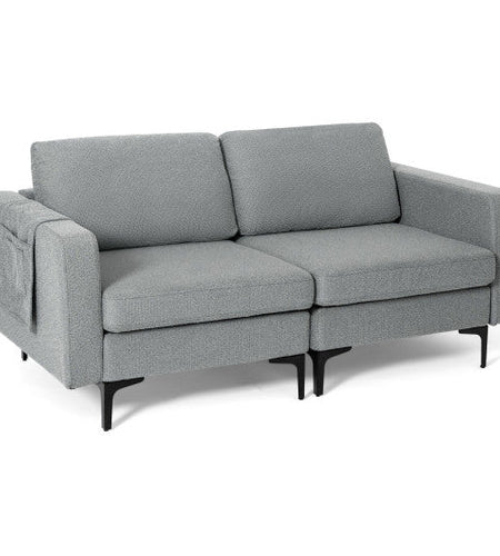 1/2/3/4-Seat Convertible Sectional Sofa with Reversible Ottoman-2-Seat