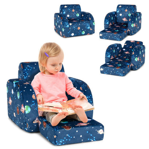 Load image into Gallery viewer, 3-in-1 Convertible Kid Sofa Bed Flip-Out Chair Lounger for Toddler-Blue
